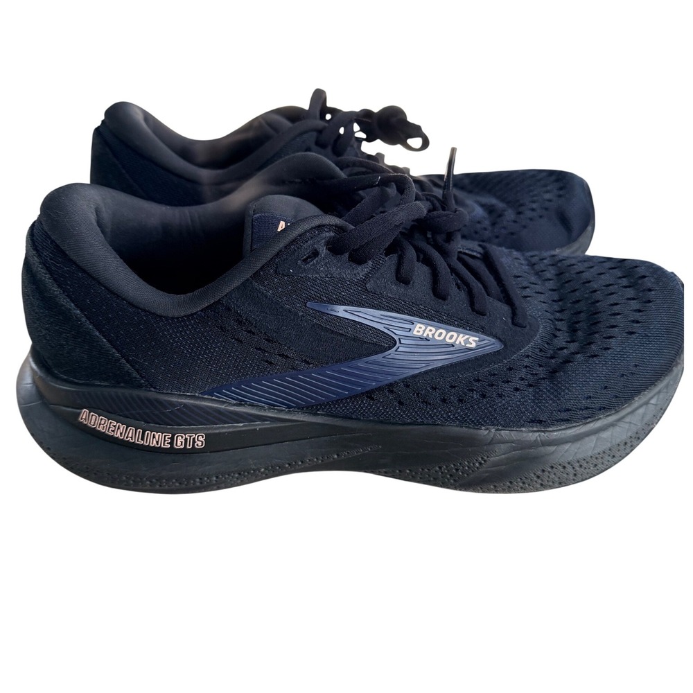 Brooks Adrenaline GTS 24 Womens 8.5M Black Dark Blue w/pink accent Running Shoes